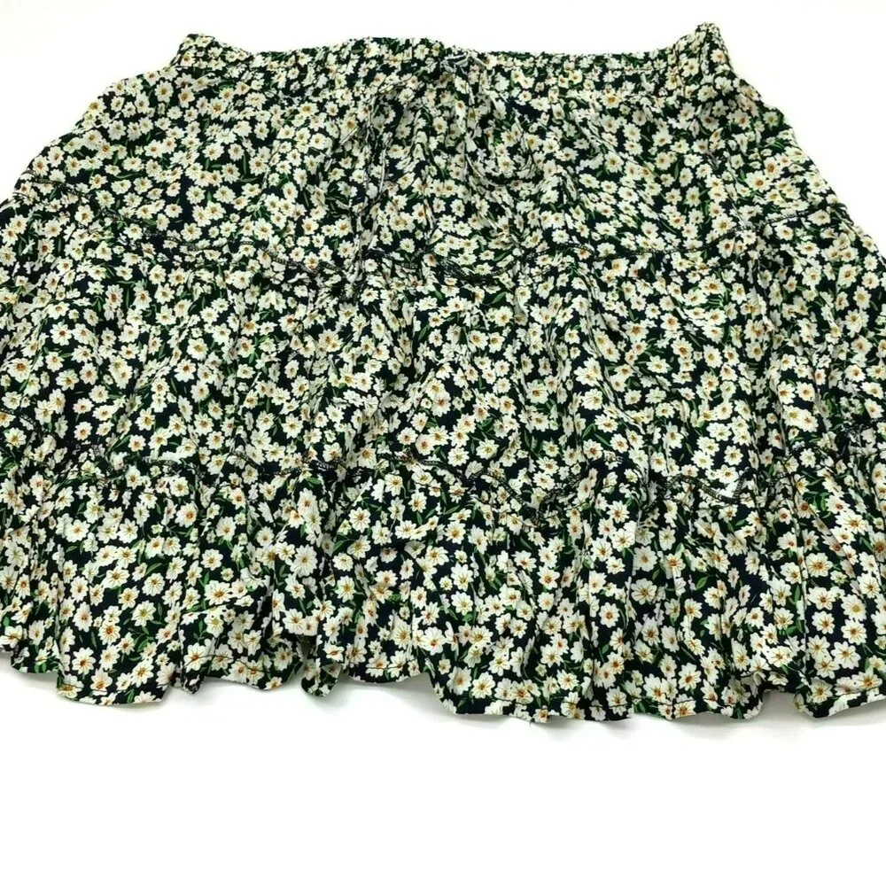 Women's High Waist Ruffle Skirt Flower Daisey Print Size‎ M Alelly